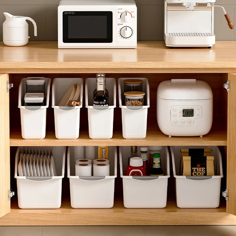 Curved Plastic Storage Bins Set - Multipurpose Home Organization Boxes for Cleaning Supplies & Household Essentials